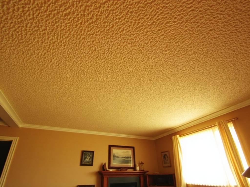 Dated yellowed popcorn acoustic ceiling before popcorn ceiling removal in Colorado Springs